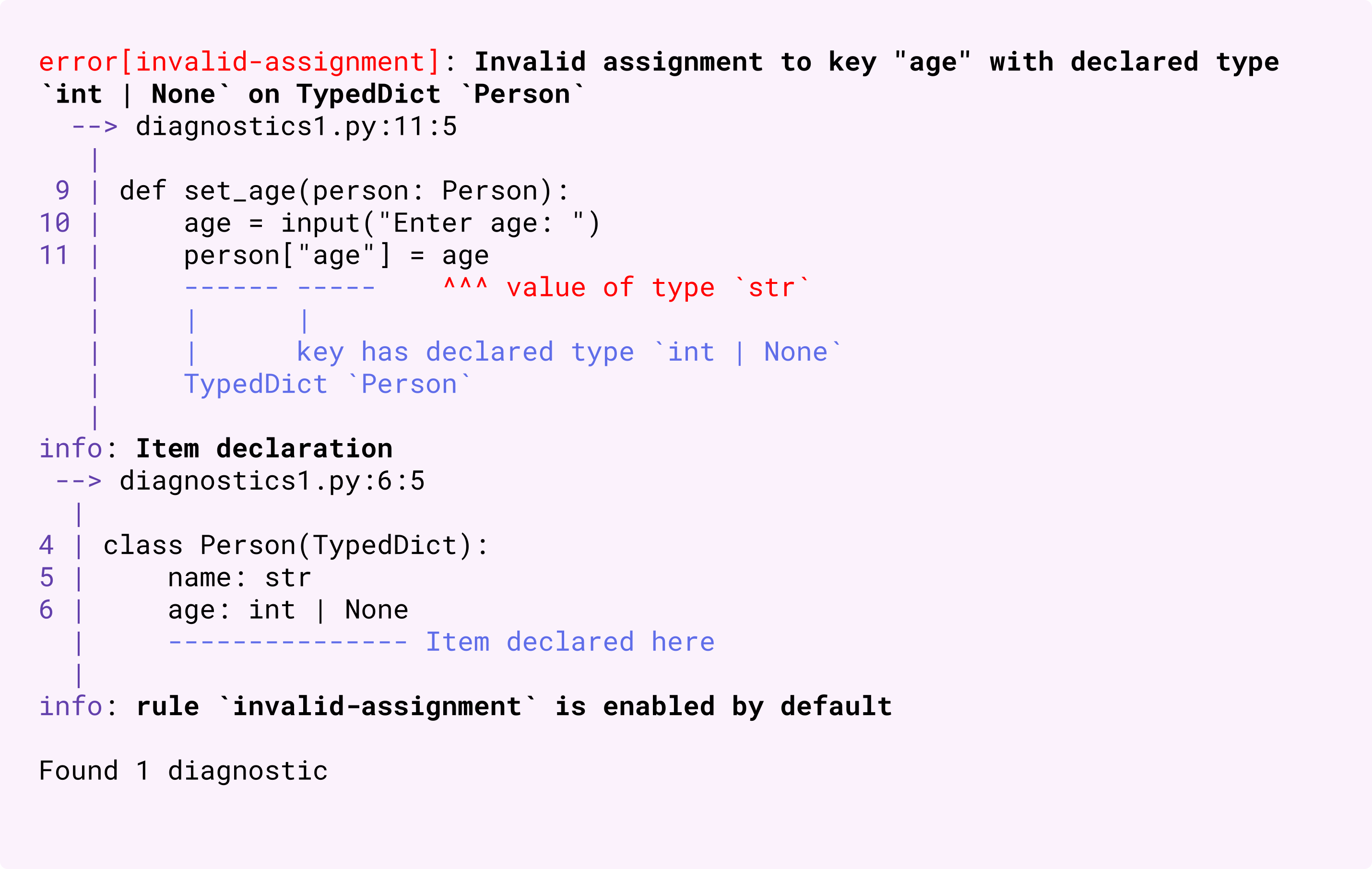 TypedDict invalid-assignment diagnostic
